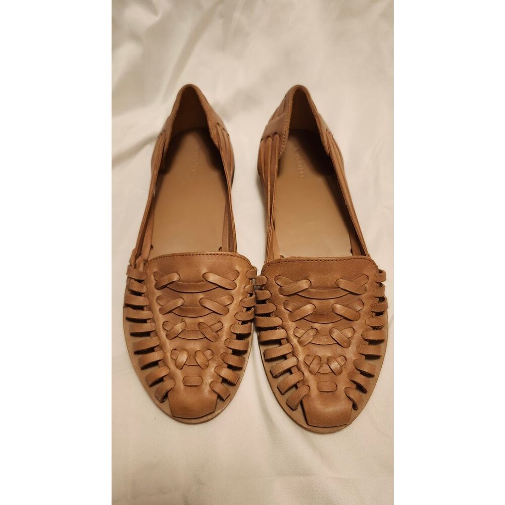 NWOT Nisolo Huarache Sandals Almond Leather Woven Slip On Flats Size 8.5